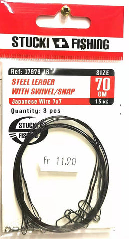 Stahlvorfach mit Karabiner und Snaps
